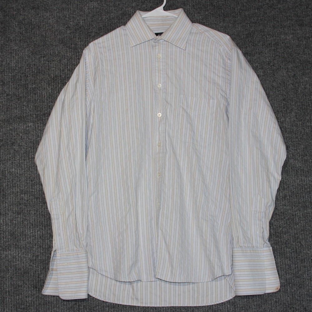 Burberry London Mens L Striped Dress Shirt Long Sleeve Button Up French Cuff